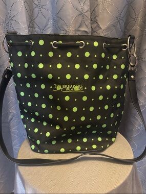 The Breakers Palm Springs Black Tote with Lime Green Polka Dots